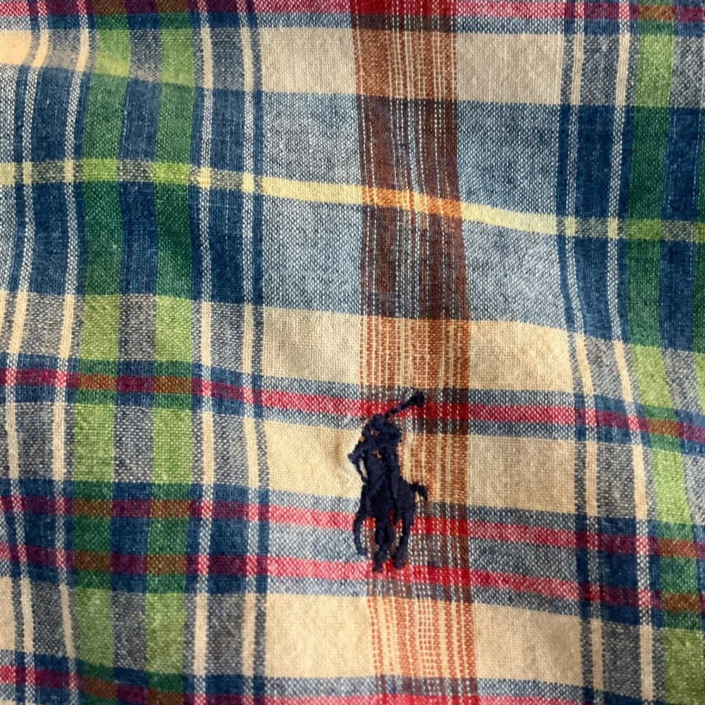 Polo Ralph Lauren Button Down Mens Large Multicolor Plaid Short Sleeve Cotton